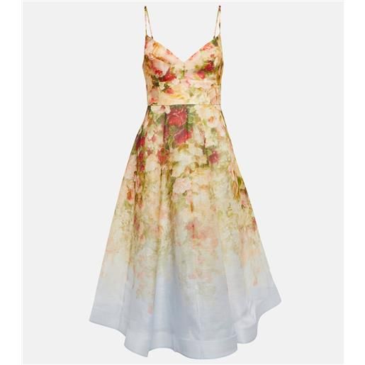 Zimmermann abito midi luminosity in seta e lino