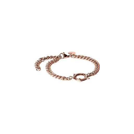 Purelei bold charm bracciale - grande catena a maglia barbazzale con chiusura a charm - acciaio inossidabile placcato oro 14 k, oro rosa o argento - 16/18/20 cm - 6,6 mm di larghezza - combinabile con
