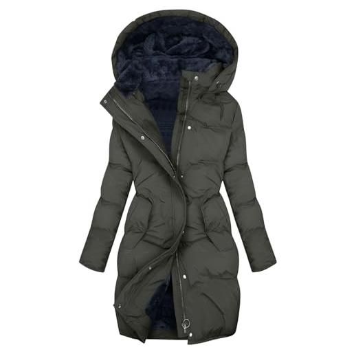 KHIRVWL giubbotto donna invernale lungo piumino cappotto trapuntato imbottita in caldo giacca parka casual outdoor cappotti con cappuccio cappotto moda cerniera unico giacche classico piumini