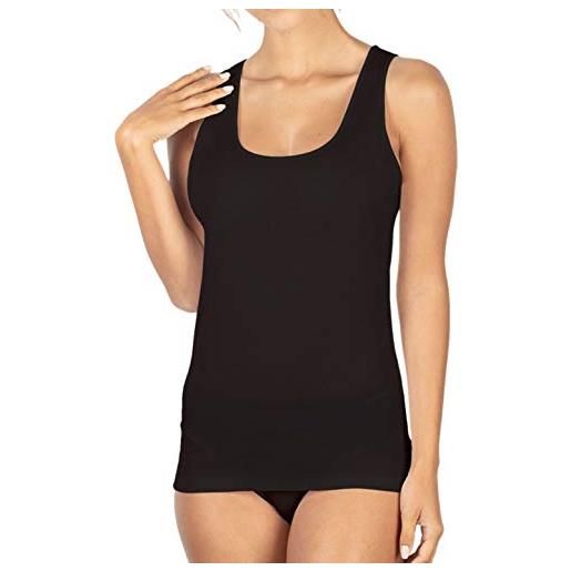 EGI canotte donna filo di scozia spalla larga liscia (3/s, nero)