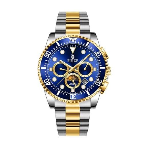 RORIOS Orologio Quarzo da Uomo Orologi da Polso Moda Tonneau Orologi Luminosi Analogico Orologi Casual Sportivo con Calendario Rosa