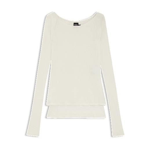 BOSS maglia in jersey a doppio strato in jersey trasparente, bianco
