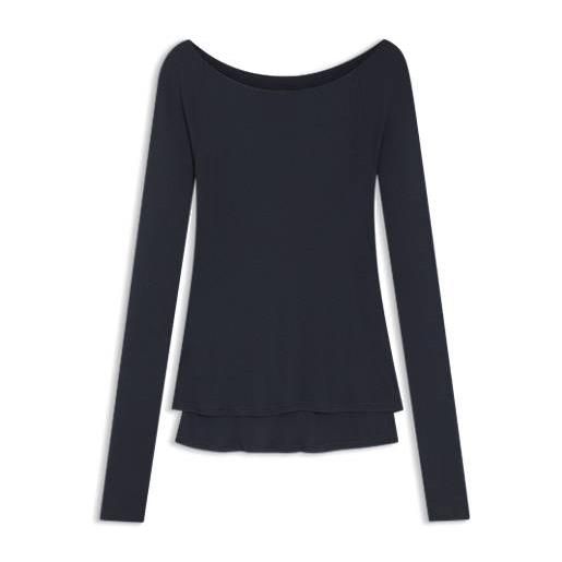 BOSS maglia in jersey a doppio strato in jersey trasparente, blu scuro