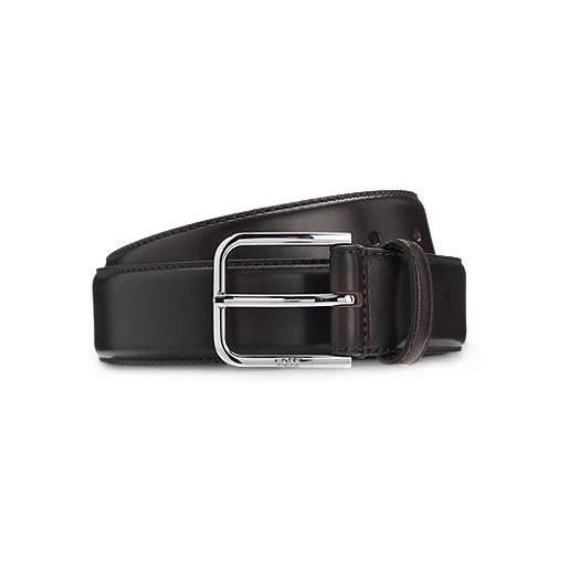 BOSS cintura in pelle con fibbia ad ardiglione lucida, marrone scuro