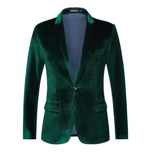 Rrongwn performance blazer, giacca da uomo, slim fit, moderna, in velluto, a maniche lunghe, vestibilità normale, giacca invernale, comoda e calda, in cotone, vestibilità smokings, verde, xl