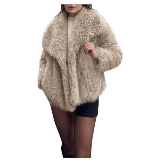 HAOLEI Giacca Con Cappuccio Donna In Peluche, Larga Casual, Foderata, Piumino Invernale, Antivento, Teddy Fleece, Colori A Contrasto