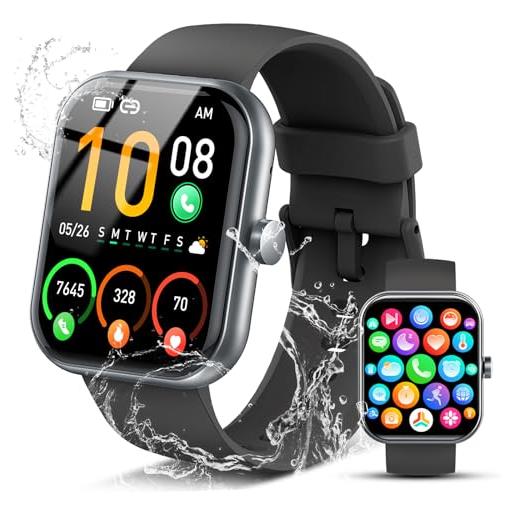 Coucur 2025 smartwatch uomo donna, 1.96 orologio smartwatch con effettua/risposta chiamate, 113 modalità fitness tracker con sonno/cardiofrequenzimetro, ip68 impermeabile smart watch per ios androd