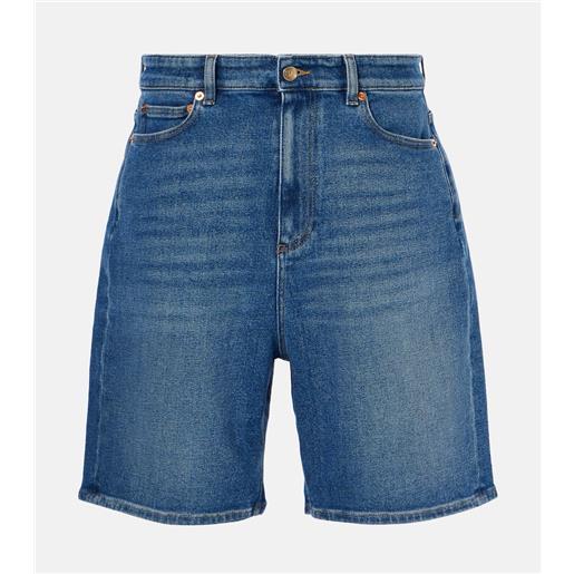 Valentino shorts in denim con pelle