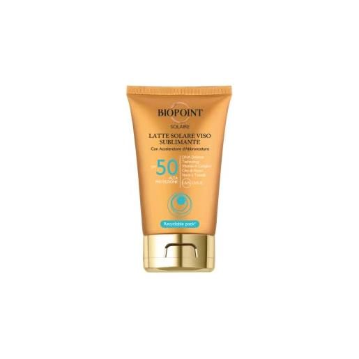 Biopoint solaire - latte solare viso sublimante spf 50, con acceleratore di abbronzatura, 50 ml