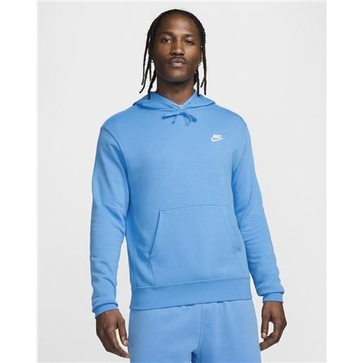 nike felpa cappuccio hoodie uomo nike club sportswear azzurro cotone french terry