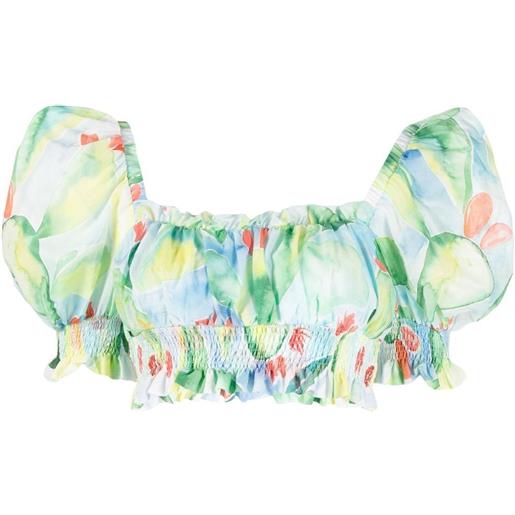 Charo Ruiz Ibiza top corto con stampa grafica - blu