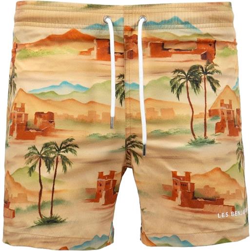 Les Benjamins costume da bagno con coulisse e stampa - toni neutri