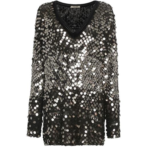 Roberto Cavalli maglia con paillettes metallizzate - nero