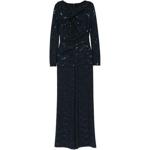 Talbot Runhof tuta intera con paillettes - blu