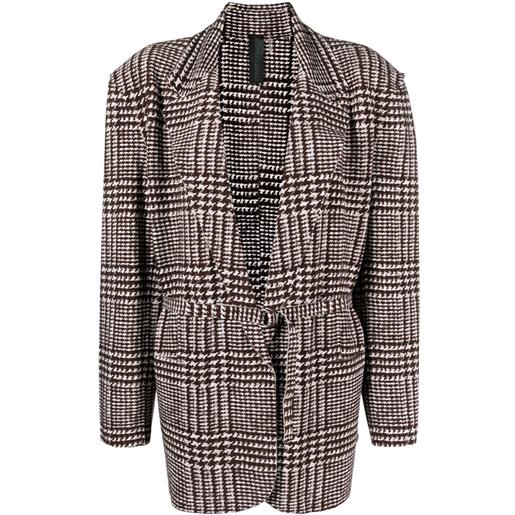 Norma Kamali blazer glenn plaid tweed monopetto - marrone