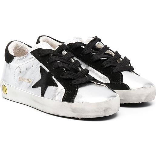 Golden Goose Kids sneakers superstar con effetto vissuto - argento