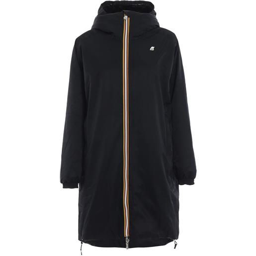 K-Way parka con cappuccio e zip - nero
