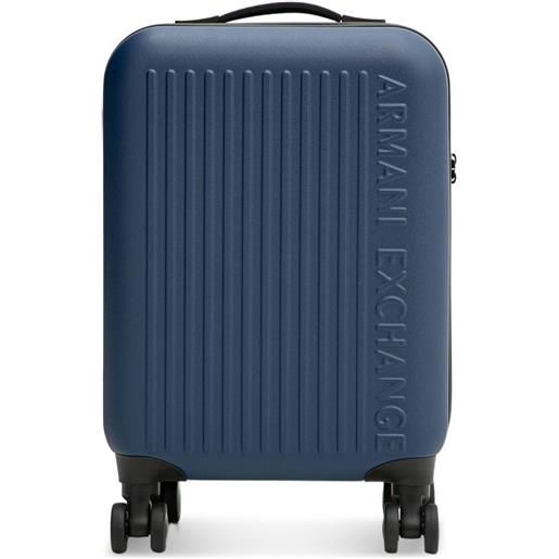 Armani Exchange valigia con logo goffrato - blu