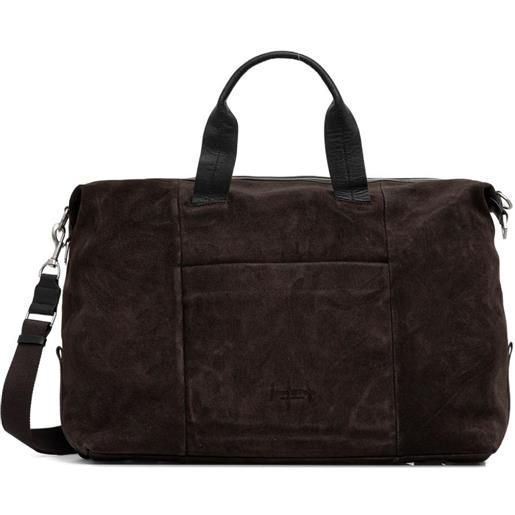 Marc O'Polo borsa da viaggio in pelle scamosciata con manico - marrone