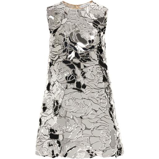 Oscar de la Renta abito corto a fiori - argento