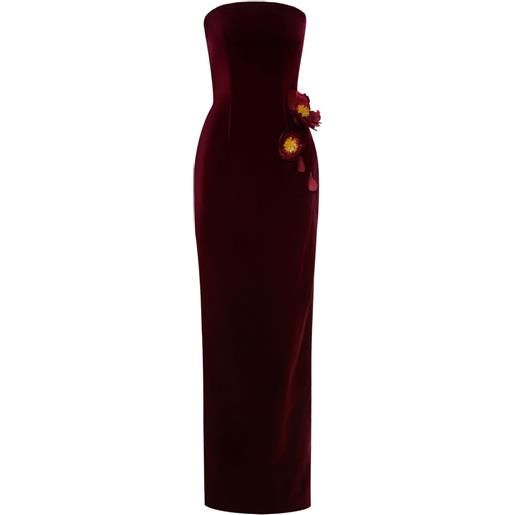 Oscar de la Renta abito da sera con applicazione a fiori - rosso