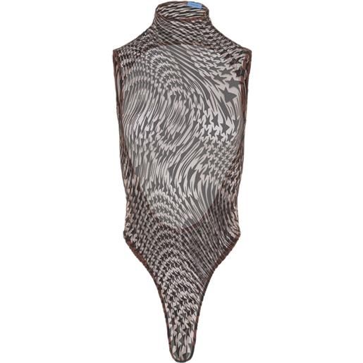 Mugler body a collo alto - grigio