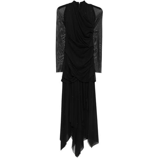 Talbot Runhof abito drappeggiato a maniche lunghe - nero