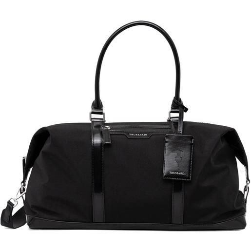 Trussardi borsone con applicazione logo - nero
