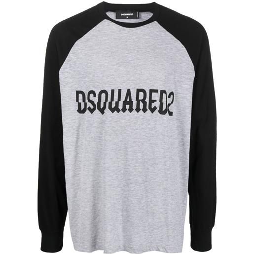 DSQUARED2 t-shirt a maniche lunghe con stampa - grigio