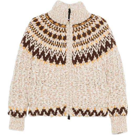 Moncler Grenoble cardigan a fantasia con zip - toni neutri