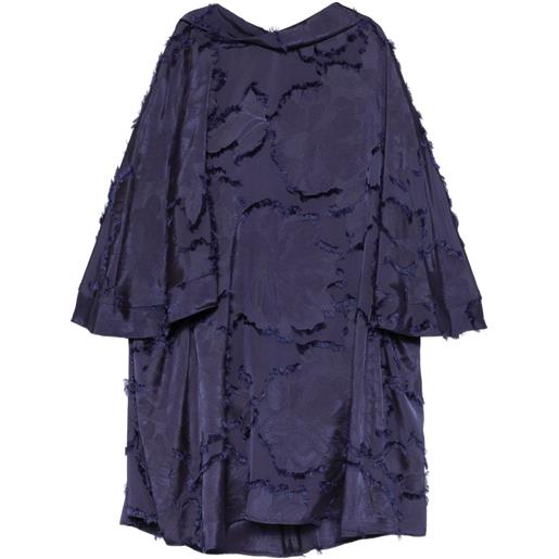 Talbot Runhof abito corto con frange - blu