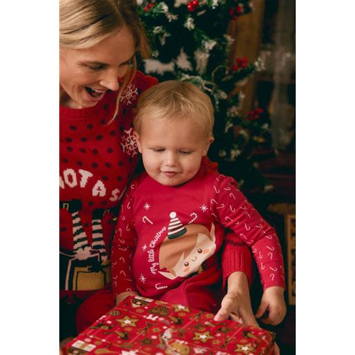 Ysabel Mora tutina in peluche per neonati con stampa natalizia