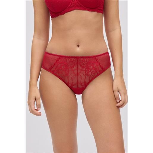 Ysabel Mora slip midi in pizzo rosso