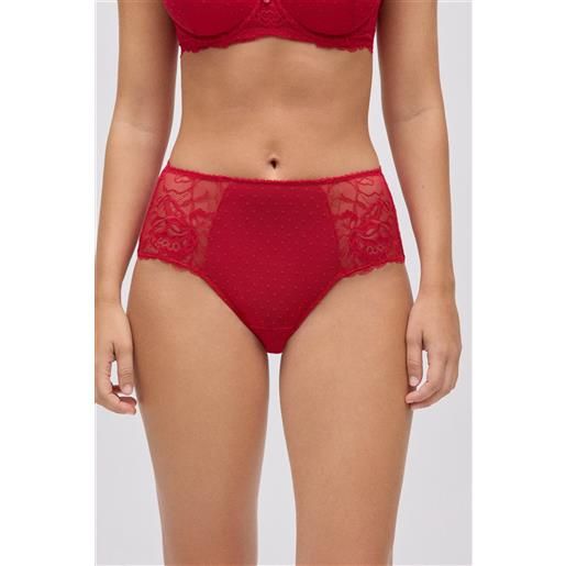 Ysabel Mora mutandine a vita alta in pizzo rosso