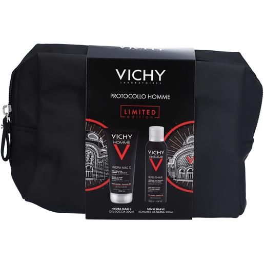 Vichy homme pochette natale 2025 1 gel doccia 200 ml + 1 schiuma barba 200 ml
