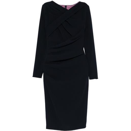 Talbot Runhof abito drappeggiato a maniche lunghe - nero