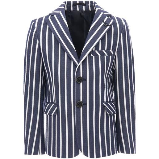 Moustache blazer monopetto a righe - blu