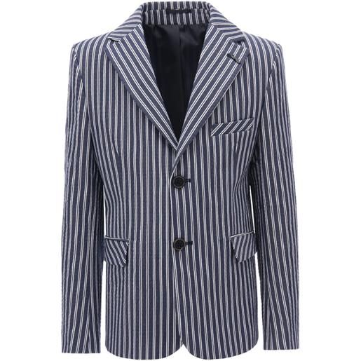Moustache blazer monopetto a righe - blu