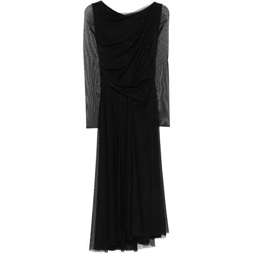 Talbot Runhof abito midi semi trasparente - nero