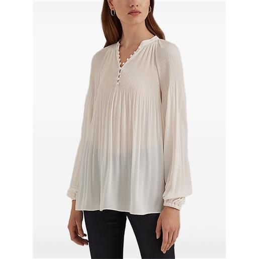 Lauren Ralph Lauren blusa plissettata a maniche lunghe - toni neutri