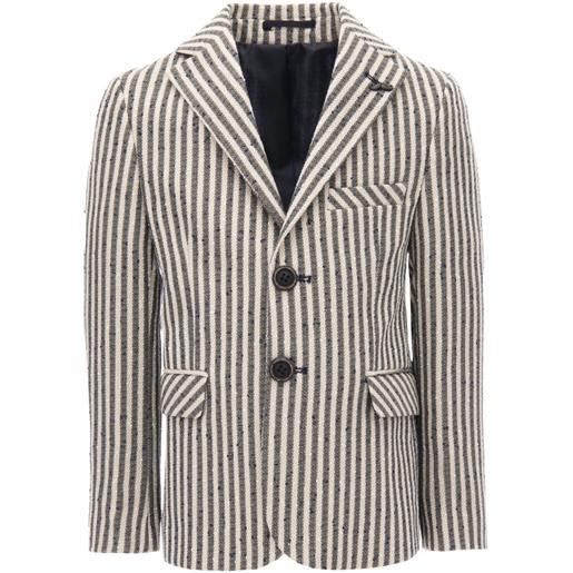 Moustache blazer monopetto a righe - blu