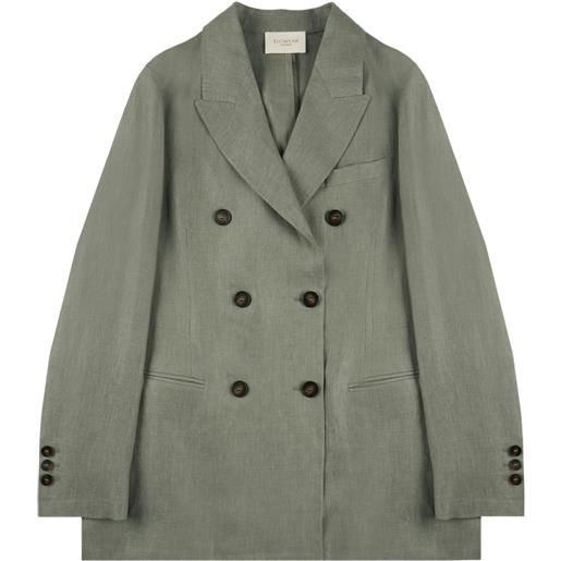 slowear giacca doppiopetto in lino - verde
