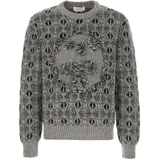 Alexander McQueen maglione skull fair isle - grigio