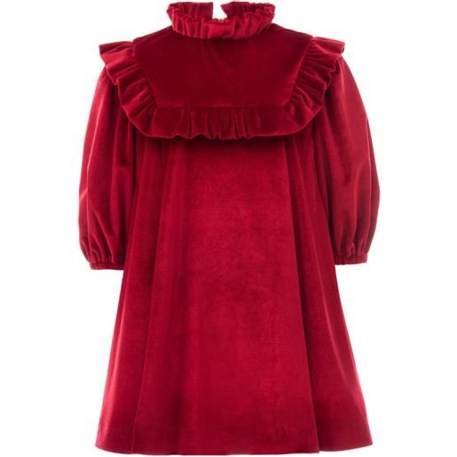 Tulleen abito midi in velluto con ruches - rosso