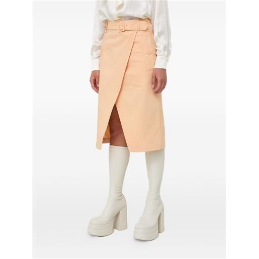 Patrizia Pepe gonna midi a portafoglio con cintura - toni neutri