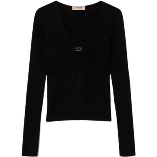 Twinset Milano twinset maglia donna a costine fitted nero m, l
