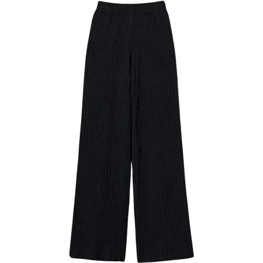 Twinset Milano pantaloni donna a palazzo in maglia antracite s