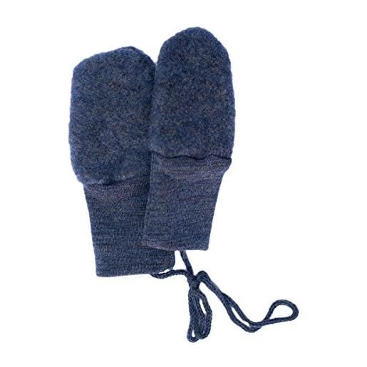 Engel - guanti da bambino, senza pollici, in pile, 100% lana vergine (da allevamento biologico controllato), blu melange, 50/56