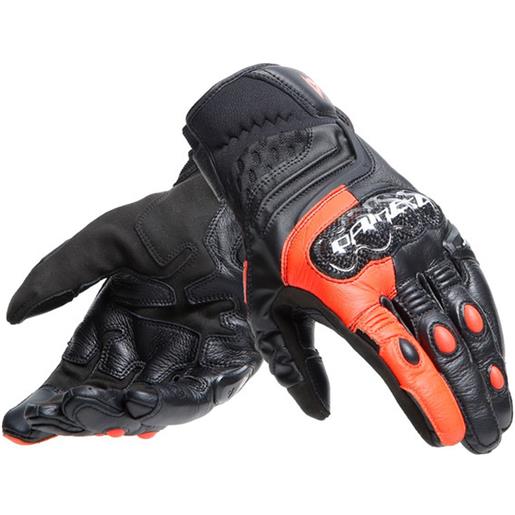 DAINESE guanti in pelle dainese carbon 4 corti black/fluo-red