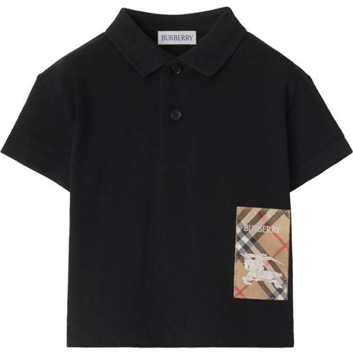 Burberry Kids polo con applicazione logo - nero